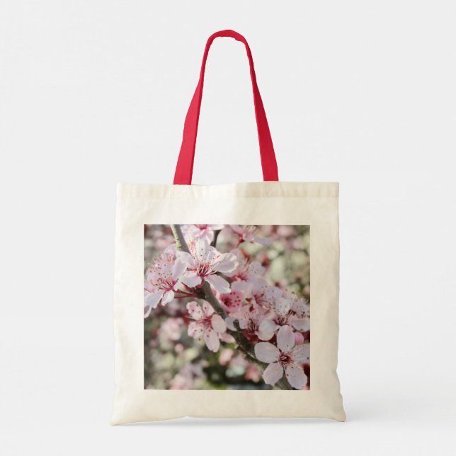 Pink Blossoms Red Stems. Tote Bag (Back)