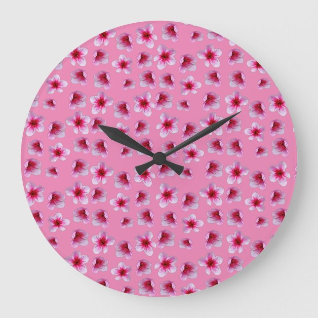 Pink Blossoms, Wall Clock (Front)