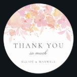 Pink Blossoms Watercolor Floral Wedding Sticker<br><div class="desc">A boho wedding favour sticker features original watercolor illustrations of pink florals and couple's monogram.</div>