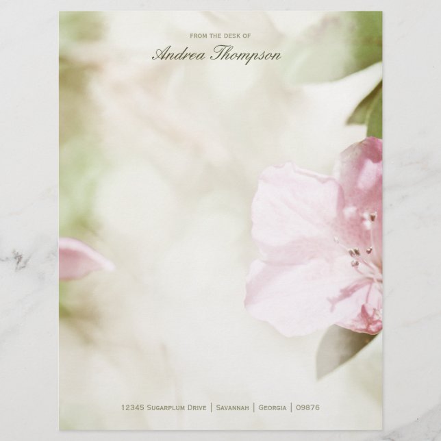 Pink Blossoms Wedding Letterhead (Front)