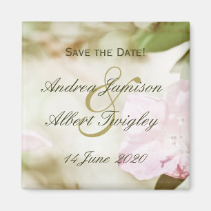 Pink Blossoms Wedding Save the Date Magnet
