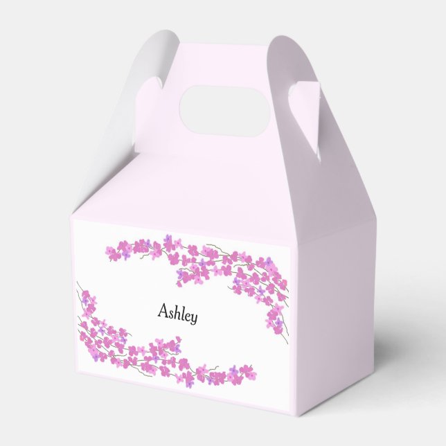 Pink Blossoms with Name Favour Box (Front Side)
