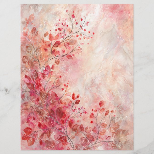 Pink Blossoms Writing/Scrapbooking Paper Custom Letterhead (Front)