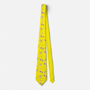 Pink blossoms Yellow Tie