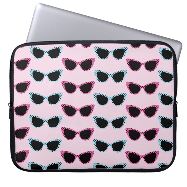 PINK & BLUE 50'S STYLE CATS EYE SUNGLASSES LAPTOP SLEEVE (Front)