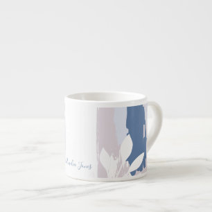 Pink & Blue Abstract Brush Strokes Monogram Name Espresso Cup