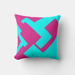 Pink blue abstract geometric cushion