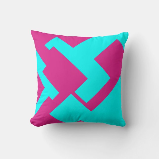 Pink blue abstract geometric cushion (Front)
