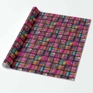 Pink Blue Abstract Geometric Decor Pattern Wrapping Paper