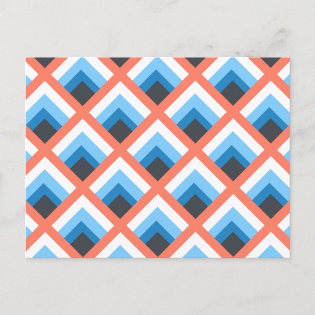Pink Blue Abstract Geometric Designs Colour Postcard (Front)