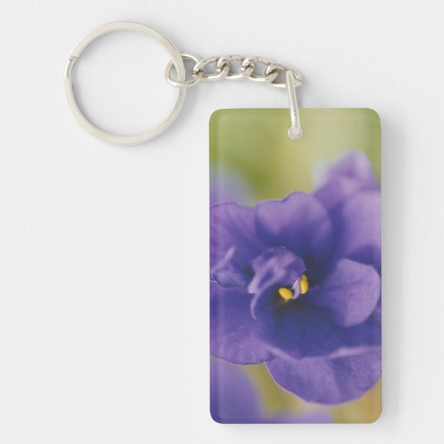 Pink & Blue African Violets Flowers  Key Ring (Front)