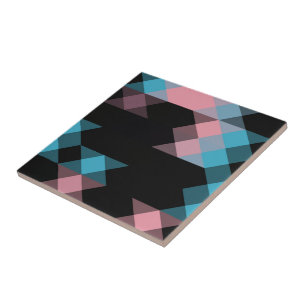 pink blue and black geometric ceramic tile