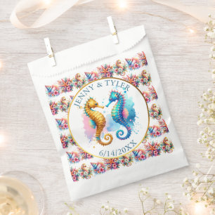 Pink, Blue and Gold Coastal Sand Dollar Beachy Favour Bag