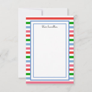 Pink Blue and Green Striped Card