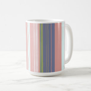 Pink, blue and olive vertical stripes. coffee mug