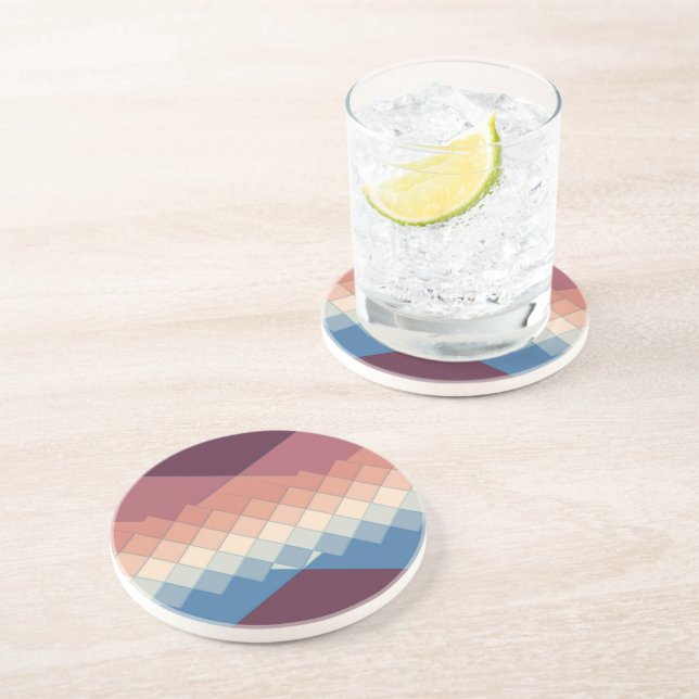Pink blue and orange geometric coaster (Side)