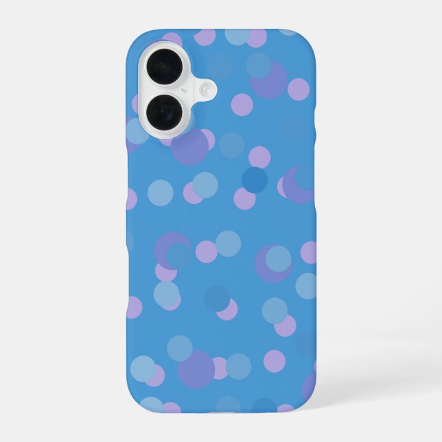 pink blue and purple polka dot clusters iPhone 16 case (Back)