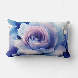 Pink, blue and purple roses lumbar cushion