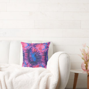 Pink Blue and Purple Spiral Tie Dye  Cushion