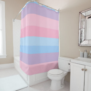 pink, blue and purple stripes shower curtain