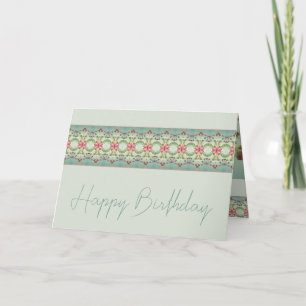 Pink Blue And Teal Green Folded Greeting Card