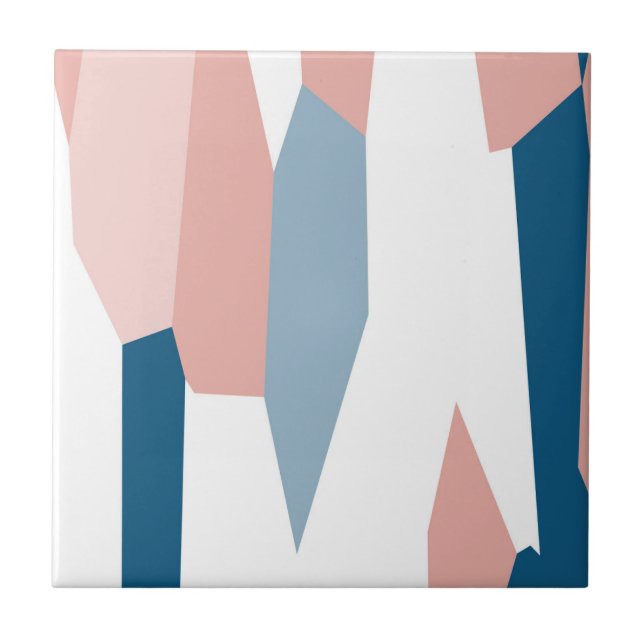 Pink Blue and White Abstract   Ceramic Tile (Front)