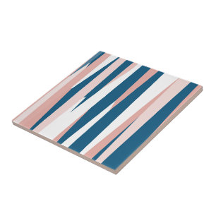 Pink Blue and White Abstract Ceramic Tile