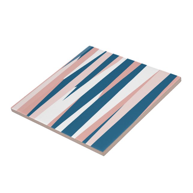 Pink Blue and White Abstract   Ceramic Tile (Side)