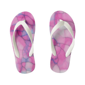 Pink Blue and White Abstract Kid's Thongs