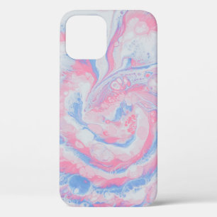 PINK BLUE AND WHITE ABSTRACT PAINTING iPhone 12 CASE