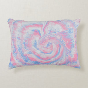 PINK BLUE AND WHITE ABSTRACT PAINTING DECORATIVE CUSHION