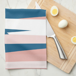 Pink Blue and White Abstract Tea Towel