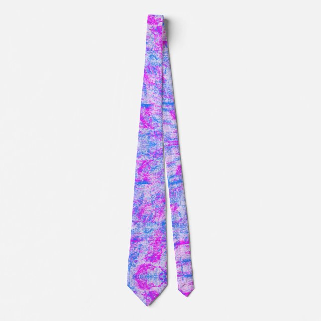 Pink Blue and White Abstract Tie (Front)