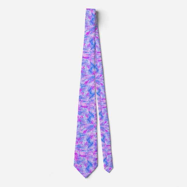 Pink Blue and White Abstract Tie (Front)