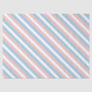 Pink, Blue and White Diagonal Stripe Tissue Paper