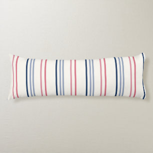 Pink blue and white stripes body cushion