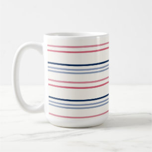 Pink blue and white stripes coffee mug