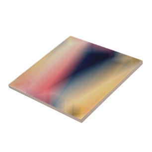 Pink Blue and yellow abstract Ceramic Tile