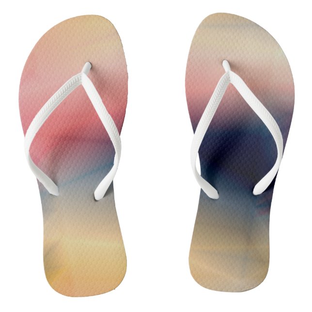 Pink Blue and yellow abstract Thongs (Footbed)
