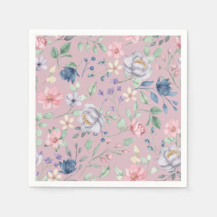 Pink Blue and Yellow Floral Purple Napkin