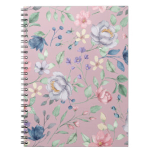 Pink Blue and Yellow Floral Purple Notebook