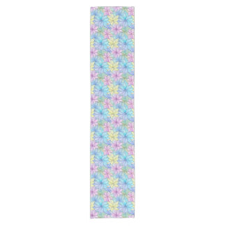 Pink Blue and Yellow Flowers Short Table Runner