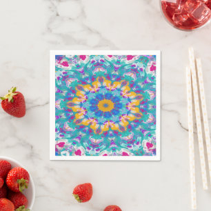 Pink, Blue and Yellow Mandala Napkin