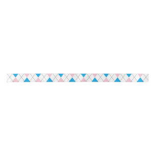 Pink blue argyle pattern satin ribbon
