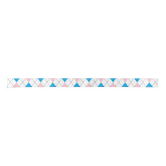 Pink blue argyle pattern satin ribbon