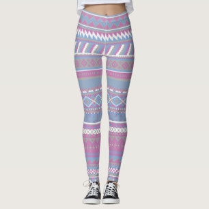 Pink/Blue Aztec Women's Leggings