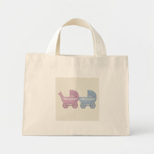 pink & blue baby buggy mini tote bag