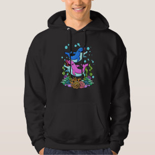 Pink Blue Baby Dolphins Beach Summer Vacation Hoodie