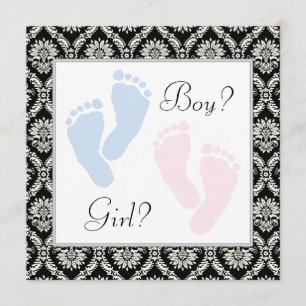 Pink Blue Baby Feet Gender Reveal Invitation