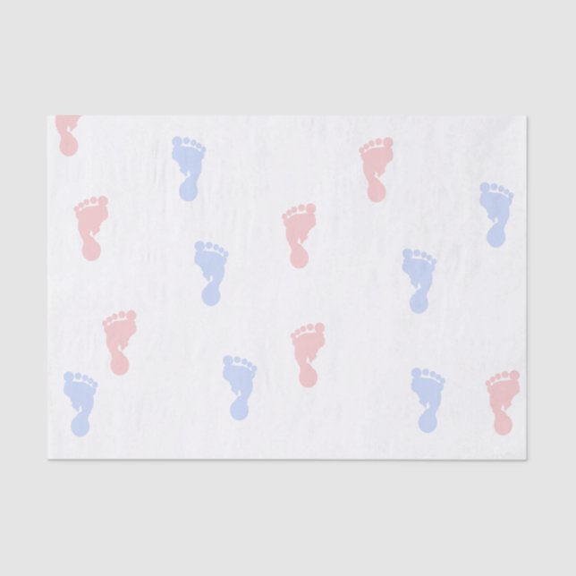 Pink & Blue Baby Footprints 10lb Tissue Paper (Front)